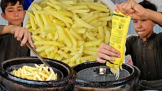 11 Years Old Kid Selling French Fries 🍟 Street Food Afghani Fries Recipe  Hardworking Afghani Boy [upl. by Ezzo]