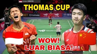 Luar Biasa Jonathan Christie vs Li Shi Feng  Indonesia vs China  Thomas Cup Throwback 2022 [upl. by Odnumyer292]