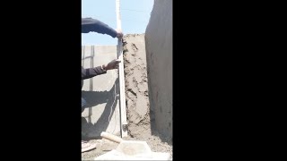 technical column Plastering accurately concrete pillar Plastering on speed with cement [upl. by Onurb]