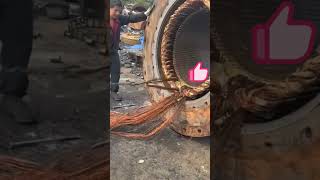 Process of removing copper wires from coils on scrap large generators [upl. by Ailam]