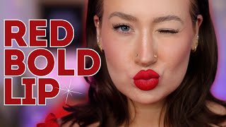 A Red Bold Lip  Dewy Skin 💋 [upl. by Woolcott616]