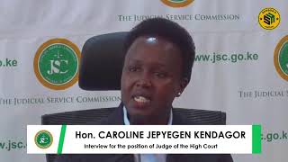 Hon Caroline Jepyegen Kendagor Interview for the position of Judge of the High Court [upl. by Eciryt]