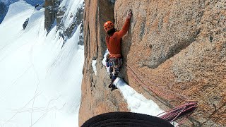 Winter attempt Climbing RébuffatBaquet  Aiguille du Midi [upl. by Anesor]