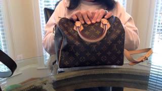 Comparison of Louis Vuitton Speedy Bandouliere 30 Ebene vs 25 Monogram [upl. by Eicram]