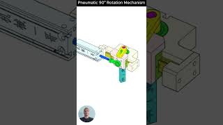 Pneumatic 90° Rotation Mechanism mechanicaldesign solidworks autocad mechanical mechanism [upl. by Bock]