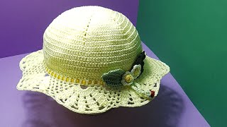 Cappellino alluncinetto con motivo floreale sulla tesa tutorial [upl. by Nehgam154]