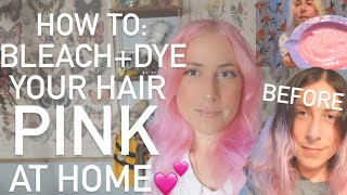 🩷How To Bleach And Dye Your Hair Pink At Home🩷 [upl. by Rebmyk]