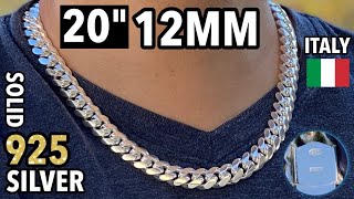 Real Solid Italy 925 Sterling Silver Miami Cuban Link 20quot Inch x 12MM Thick Heavy Hip Hop Necklace [upl. by Yerroc]