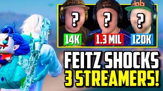 FEITZ SHOCKED 3 STREAMERS WITH 1V4 ON THEIR LIVESTREAM  PUBG Mobile [upl. by Milda]