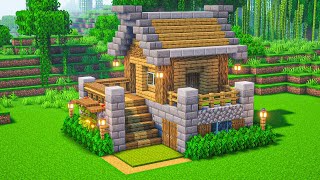 Minecraft How To Build a Survival Wooden House  Tutorial [upl. by Amsirak]