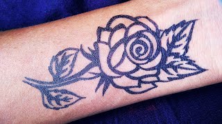 How to make Simple Rose flower Tattoo very easy [upl. by Lemak]