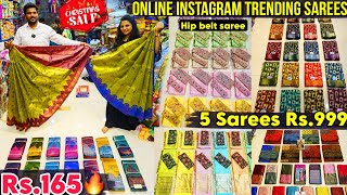 ₹165🔥Christmas New Hipbelt Saree Offer👌 Old Washermanpet Christmas Combo Offers 📍Reshma Sarees [upl. by Ardnosak]