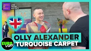 🇬🇧 OLLY ALEXANDER  DIZZY TURQUOISE CARPET INTERVIEW  UK EUROVISION 2024 [upl. by Eedya]