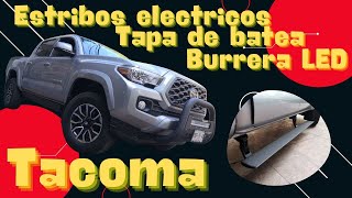 Equipamiento para Toyota Tacoma  Estribos eléctricos  burrera led  tapa de batea [upl. by Hereld419]