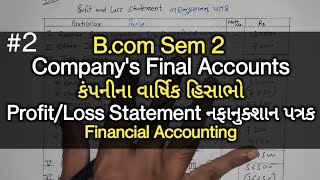 2 Companys Final Accounts કંપનીના વાર્ષિક હિસાભો  ProfitLoss Statement નફાનુકશાન પત્રક [upl. by Enirehtakyram]