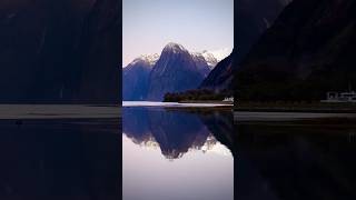 Milford sound scenic view travel nature newzealand waterfall mountains snow viralvideo [upl. by Mildrid]