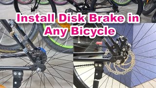 How to install rear disc break in normal cycle normal cycle me disc break kaise lagaye discbreak [upl. by Wernick]