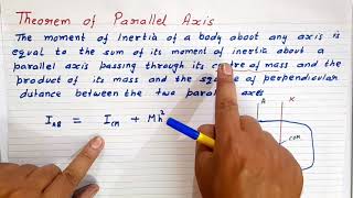 Class 11  Derivation  Theorem of Parallel Axis [upl. by Fellows]