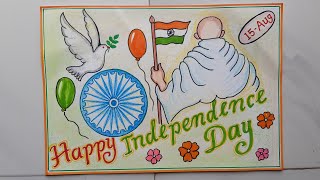 Independence Day Drawing Easy StepsIndependence Poster DrawingIndependence Chart Drawing Idea [upl. by Sulamith558]