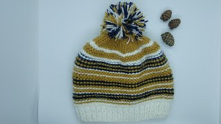 Bonnet au tricot facile à faire pour enfant de 6 ans [upl. by Yeclehc]