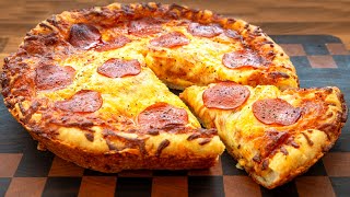 12quot Cast Iron Pan Pizza No knead with an unbelievably crispy Frico cheesy crust and base [upl. by Anitnerolf]