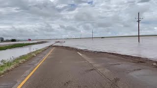 Flooding on Highway 54 near Goodwell Oklahoma Credit Roger Edenborough [upl. by Darbie738]