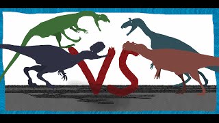 Pivot Battle Arena Monolophosaurus VS Ceratosaurus VS Dilophosaurus VS Cryolophosaurus [upl. by Healey]