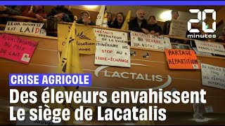 Crise agricole  Des éleveurs envahissent le siège de Lactalis [upl. by Aniraad]