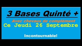 Ce Jeudi 26 Sept quot3 Bases du Quinté en orquot CHANTILLY PRIX DU VALOIS [upl. by Nnewg]