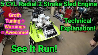 5 Cylinder Radial Two Stroke Snowmobile Engine Runs Vintage Race Snowmobile [upl. by Ariayek]