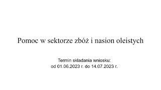 Pomoc w sektorze zbóż i nasion oleistychARiMR2023 TSD [upl. by Idna]