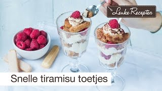 Snelle tiramisu toetjes  LeukeReceptennl [upl. by Aisyat]