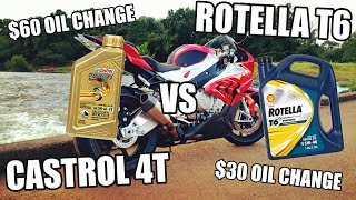 Rotella T6 vs Castrol 4T Oil Comparison  S1000RR [upl. by Ailaza]