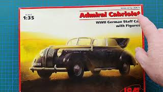 ICM 135 Admiral Cabriolet WWII German Staff Car wFigures  Kit Review [upl. by Ellerred149]