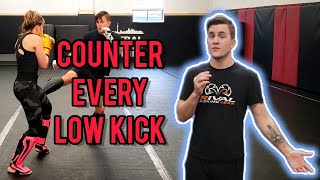 Easiest Way to Counter Low Kicks Kickboxing Style  Beat a Low Kicker  High [upl. by Palermo]