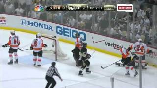 Ilya Bryzgalov Crazy Save 2012 NHL Playoffs April 13 2012 [upl. by Mateya810]