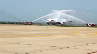 Water Salute for Azman Air Airbus A330200  Please Subscribe [upl. by Sanger]