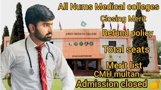 Nums Medical collegesCMH multanlists updates closing merit complete admission details [upl. by Leik]