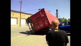 Semitrailer rolls onto truck in north Saskatoon [upl. by Xyno]