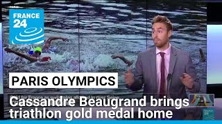 Paris Olympics Triathlon champion Cassandre Beaugrand brings gold medal home • FRANCE 24 [upl. by Clotilda]