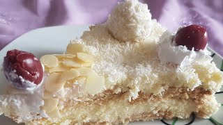 Rafaello Torte no bake 3min ohne backen einfachamptraumhaft lecker قاطو جوز الهند رافائيلو بدون فرن [upl. by Yllor]