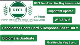 rfcl RFCL NonExecutive Requirements Score Card out  RFCL W3 ampW 6 Response sheetmarksheet out [upl. by Nahtnoj]