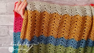 Crochet Peephole Chevron Stitch EASY ONE ROW REPEAT 🧶 [upl. by Anotal]