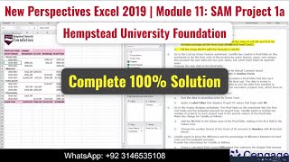 New Perspectives Excel 2019  Module 11 SAM Project 1a module11 Hempstead University Foundation [upl. by Grearson]