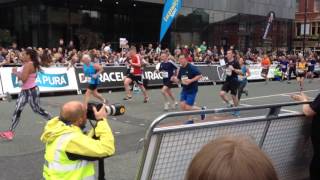 The Great Manchester Run 2016 Finish Line Long Clip [upl. by Ynaffyt]