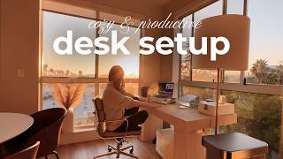 🖥️✨Modern Desk Tour  Calm Creative Productive Setup [upl. by Nolahp]