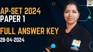 AP SET 2024 PAPER1 Answer Key Full Paper ANDHRA PRADESH STATE ELIGIBILITY TEST 2024 Paper 1 apset [upl. by Docilla394]