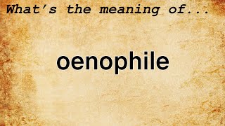 Oenophile Meaning  Definition of Oenophile [upl. by Arrait426]