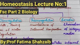 Homeostasis Lecture No 1Fsc part 2 Biology lecturesBiology by Fatima Shahzaib [upl. by Tepper]