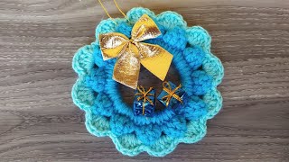 Mini Ghirlanda Uncinetto 🎁 Natale Tutorial 🎄 Mini Wreath Christmas Crochet ✨ Mini Corona Navidad [upl. by Truk387]